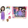 Multiple dolls with balloons, tote bags, combs, dogs