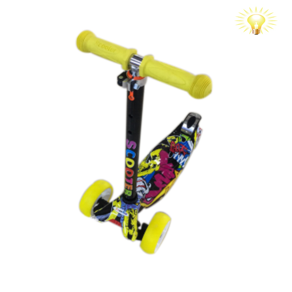 新款加宽PU水果彩轮带灯   带水转印 滑板车 滑板车 三轮 包电 灯光 金属