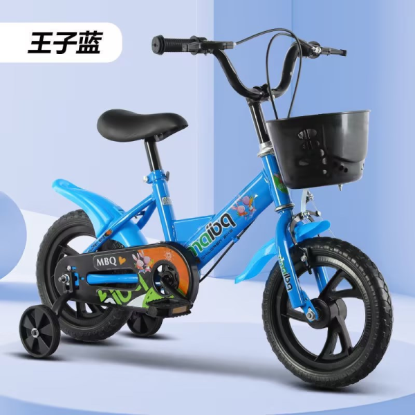 蓝色 16寸儿童塑料车框自行车 单色清装 金属