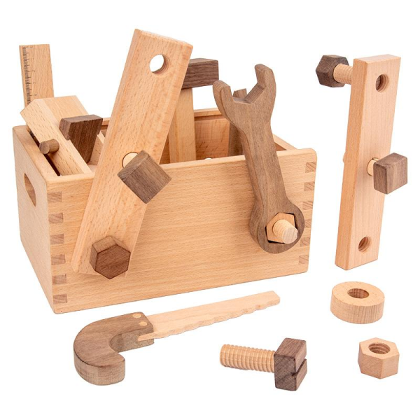 儿童木制玩具桌面原木工具箱【21.6*14.6*10.6CM】 单色清装 木质