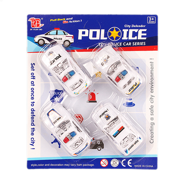 4只4款警车 回力 警察 塑料