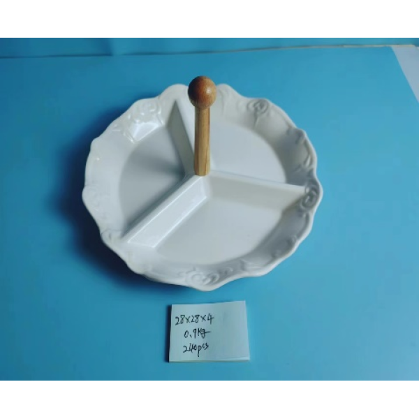 陶瓷纯白零食蛋糕架托盘 单色清装 陶瓷