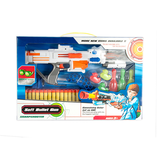 实色喷漆软弹枪带3粒保龄球,3只鸭子,配件 软弹 塑料