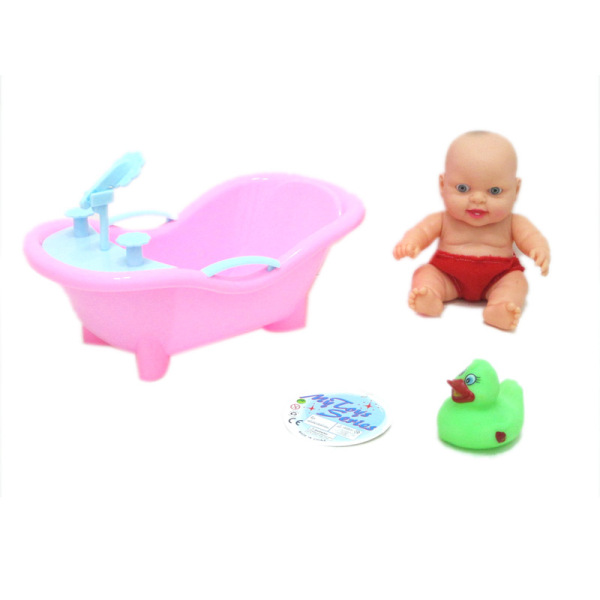 8寸搪胶表情娃娃带浴盆,小鸭 塑料