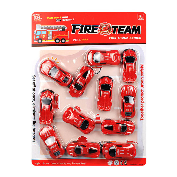 12只4款消防车 回力 消防 塑料