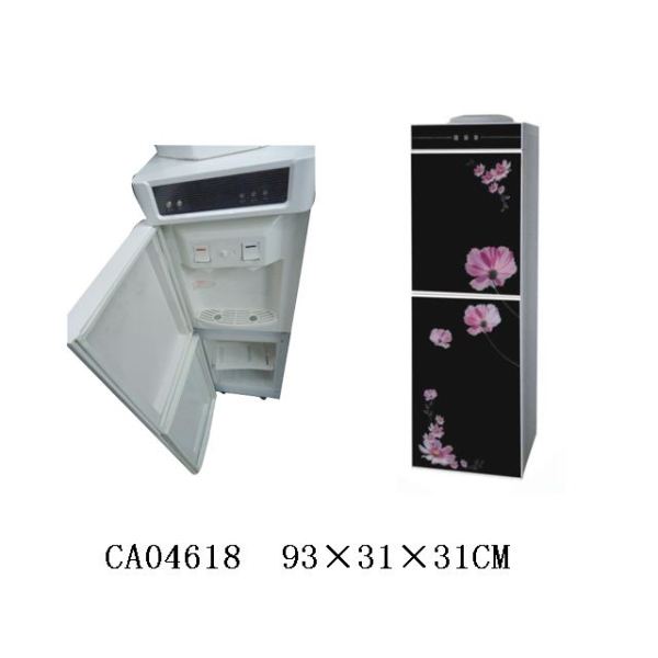 花玻璃柜式制冷饮水机(带冷藏箱)