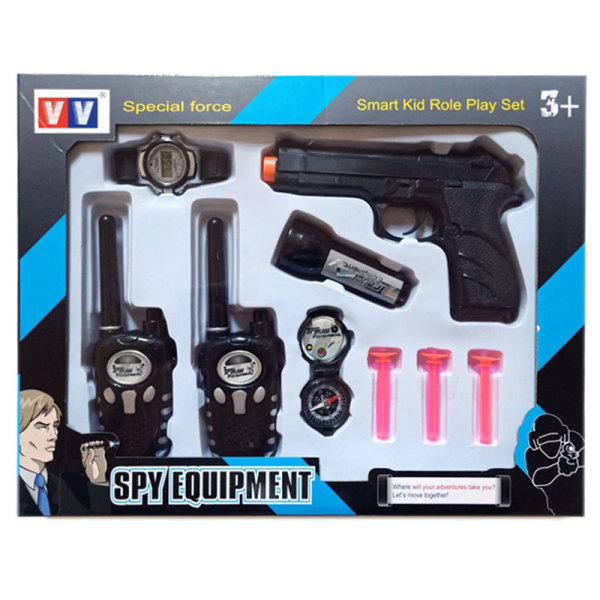 对讲机带望远镜,软弹枪,手电筒,手表,指南针 塑料