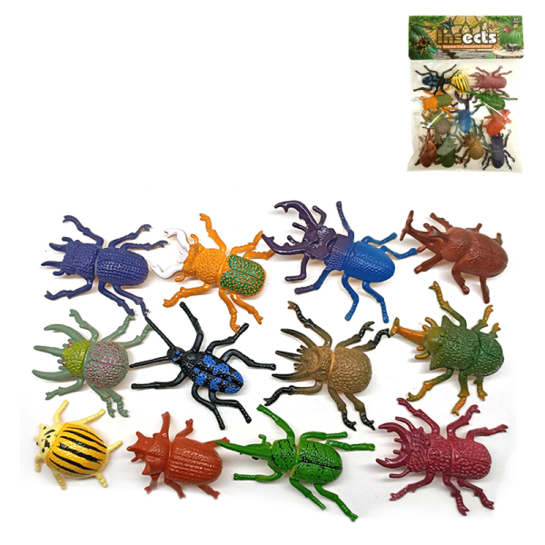 12只庄独角仙锹甲虫软胶pvc昆虫套装 塑料