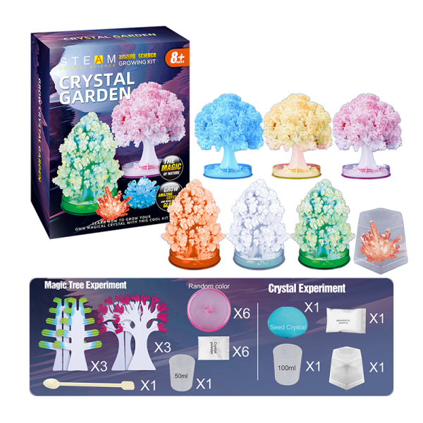 魔法树种植套装（6棵树3粒水晶）(魔法树和水晶6色随机混装 ) 化学实验 塑料