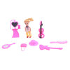 小娃娃带梳子,镜子,手提包,帽子,吉他,小提琴,梳妆台 3寸 塑料