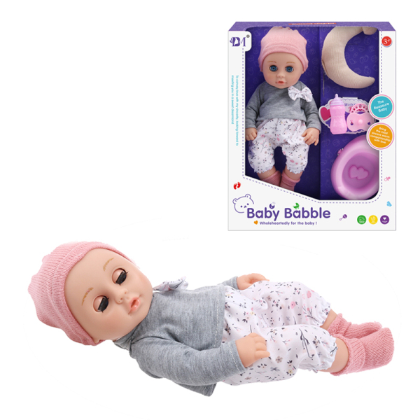 环保仿真婴儿眨眼娃娃带奶瓶,奶嘴,月亮,尿盆 12寸 塑料