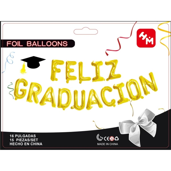 15pcs西语毕业快乐套装生日派对铝膜气球 其它