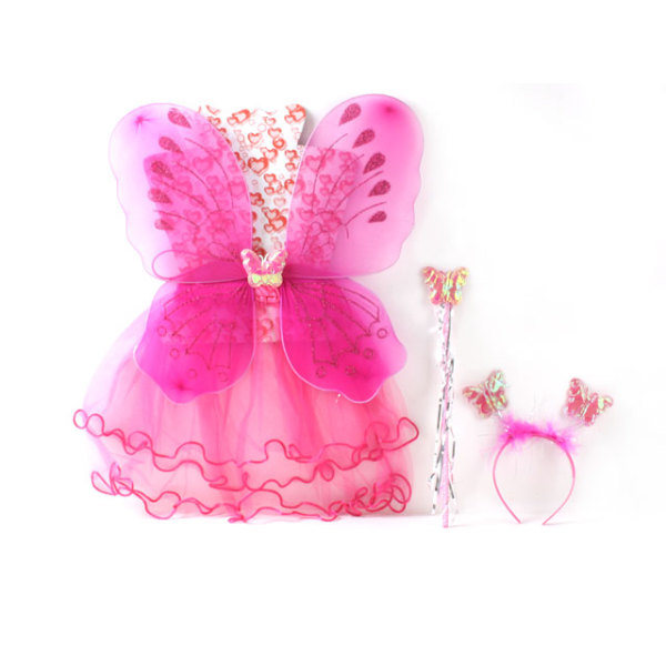 蝴蝶翅膀+裙子+头夹+仙女棒 布绒