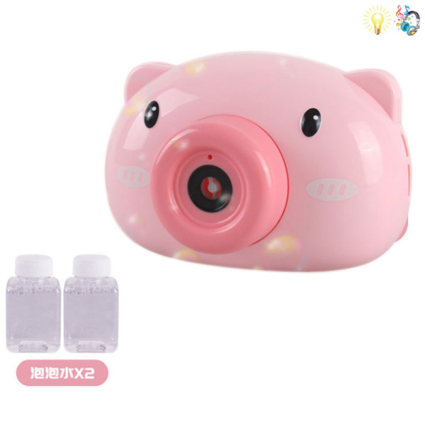泡泡猪相机带2瓶水 电动 灯光 音乐 不分语种IC 塑料