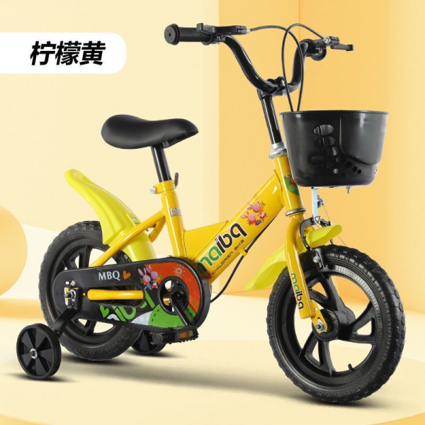 黄色 14寸儿童塑料车框自行车 单色清装 金属