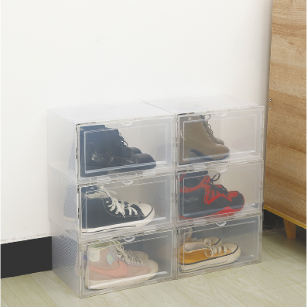 透明斜纹收纳鞋盒【33*25*18CM】 单色清装 塑料