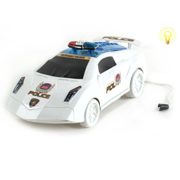 可装糖警车 拉线 灯光 实色 警察 塑料