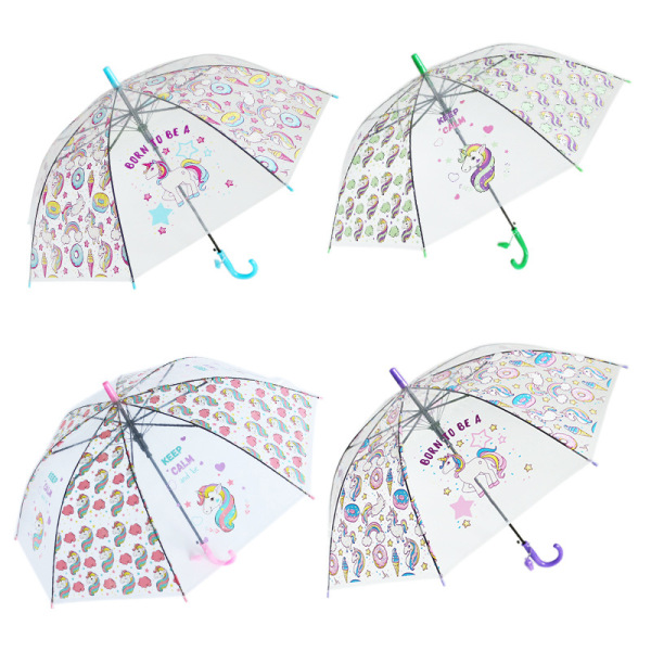 19寸儿童卡通直柄雨伞 混色 塑料