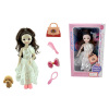 Multiple dolls with handbags, bows, combs, mirrors, dogs
