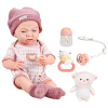 初生婴儿娃娃带毛毯,奶瓶,奶嘴,摇铃,毛绒公仔 16寸 塑料