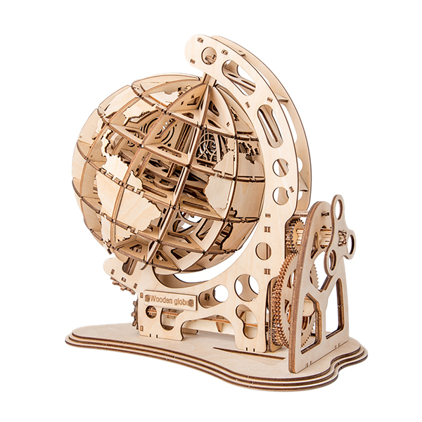 木制3D拼装地球仪拼图组合 木质