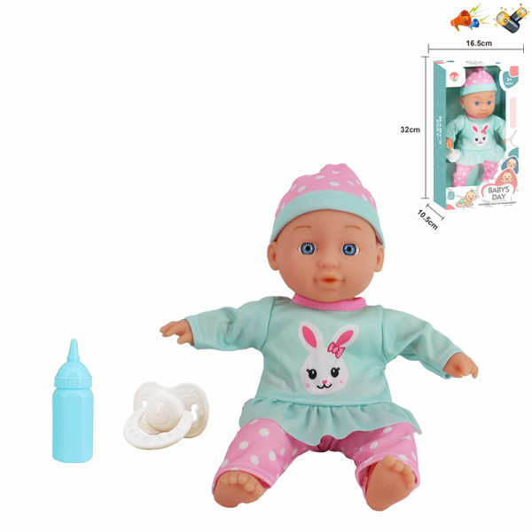 棉花身娃娃带奶嘴,奶瓶 12寸 声音 不分语种IC 包电 搪胶