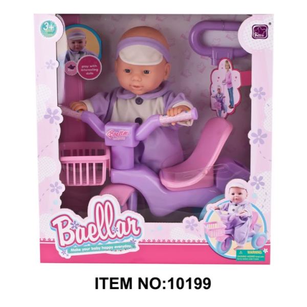 15寸贝拉娃娃带自行车 15寸 单色清装 塑料