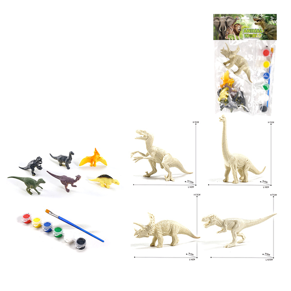 4款恐龙彩绘套 塑料