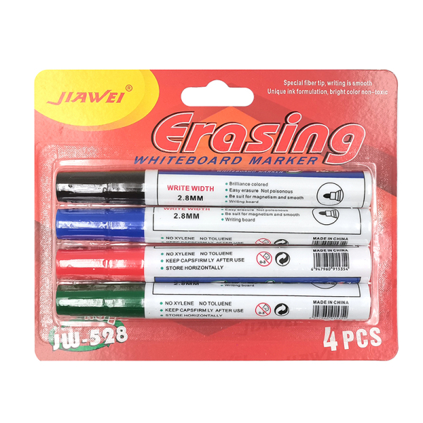 4PCS 17.5*14cm 白板笔 (红1蓝1黑1绿1) 混色 塑料