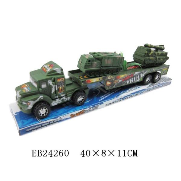 军事拖头车载2只装甲车 惯性 塑料