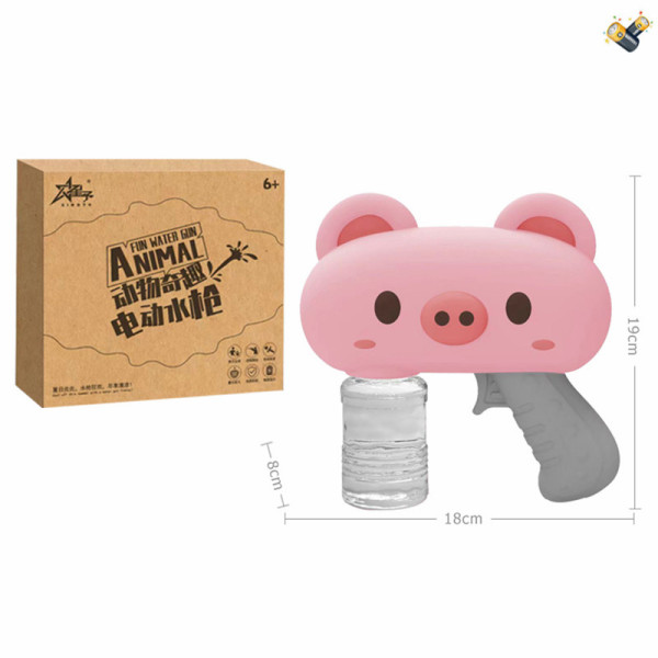 电商盒卡通猪电动水枪 包电 塑料