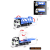 2(PCS)1:24压铸锌合金救援拖车+双层运输车双层套装 回力 黑轮 塑料