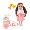 搪胶女孩娃娃带自行车,气球 9寸 搪胶