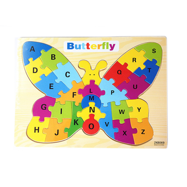 木制蝴蝶26个英文字母拼图 木质