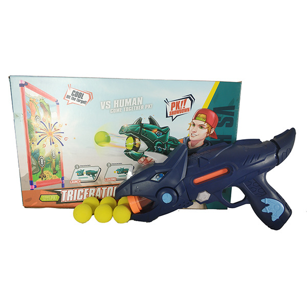 电商版 布靶恐龙枪配1条恐龙枪+10粒球 软弹 手枪 实色 塑料