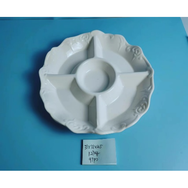 圆形陶瓷零食纯白盘 单色清装 陶瓷