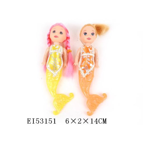 2只庄实身美女鱼小娃娃 3.5寸 塑料