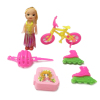 小娃娃带自行车,溜冰鞋,书包,安全帽 3寸 塑料