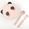 3件套马卡龙小熊儿童餐具套装(碗*1,勺子*1,叉子*1) 竹纤维