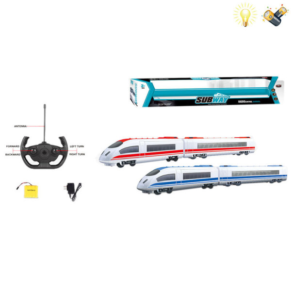 列车带充电器 遥控 4通 灯光 主体包电，遥控器不包电 塑料