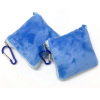 环保购物袋蓝色迷你折叠购物袋水晶超柔拉链收纳袋 布绒