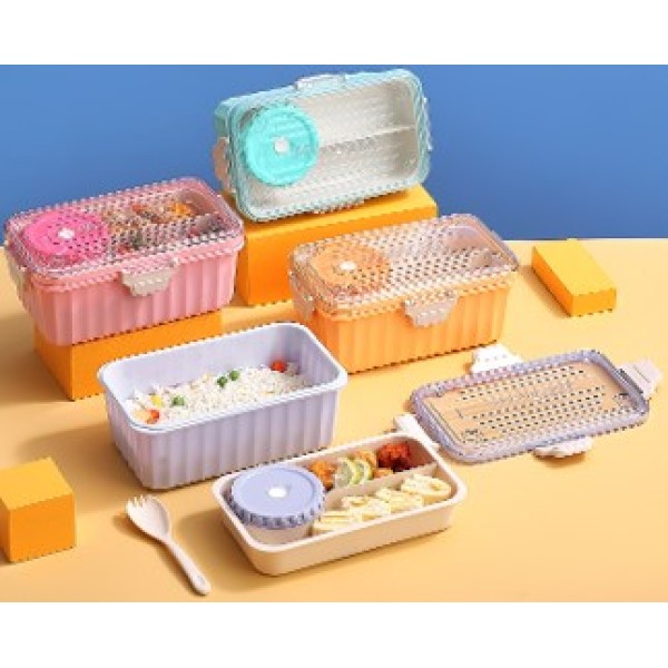 糖果小清新长方型餐盒2.05L 混色 塑料
