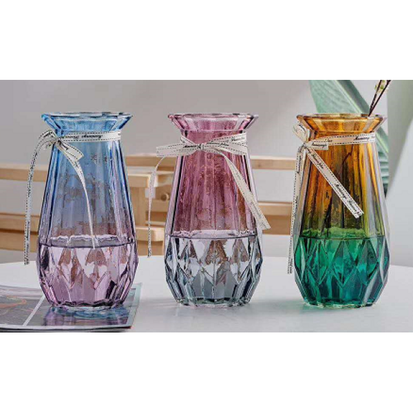 新诺双色玻璃花瓶【20.4*9.7*10.3CM】 单色清装 玻璃