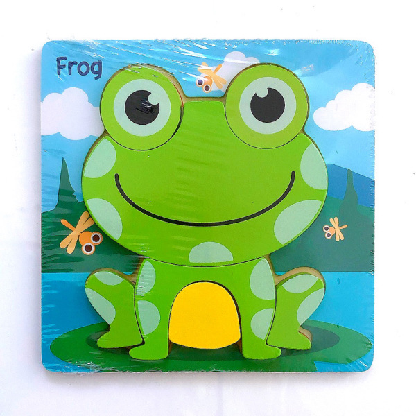 木制卡通3D立体小拼图-青蛙 动物 木质