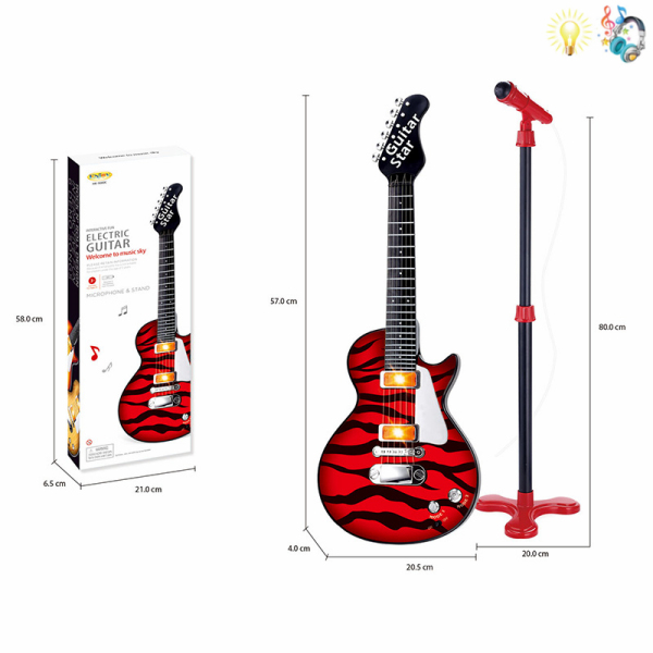 钢丝吉他+立式麦克风 卡通 灯光 音乐 不分语种IC 塑料