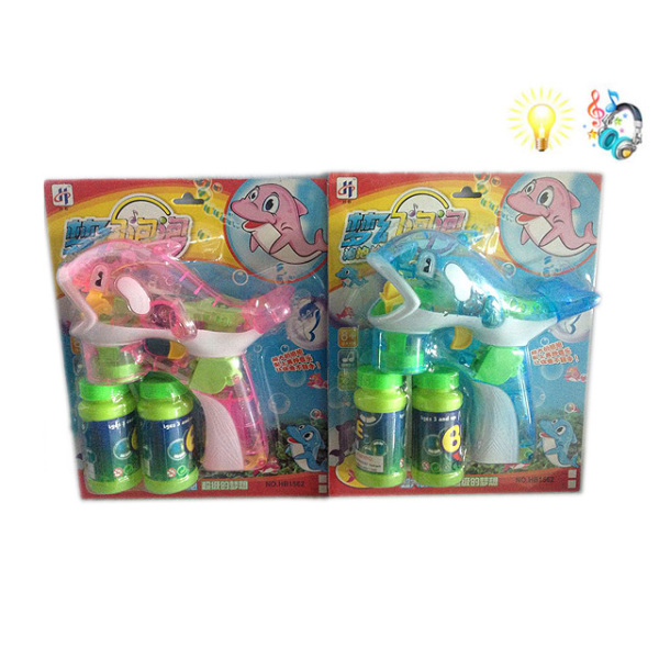 小海豚泡泡枪带双瓶水(中文包装) 电动 灯光 音乐 塑料