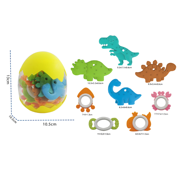 8pcs婴幼儿蛋装软胶恐龙海洋动物套 硅胶