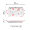 11英寸樱桃印花系列陶瓷双耳长方盘 单色清装 陶瓷