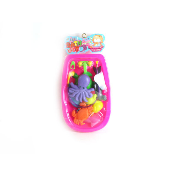 婴儿浴盆带戏水鱼套2色 塑料