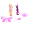 小娃娃带梳子,手提包,帽子,小提琴 3寸 塑料